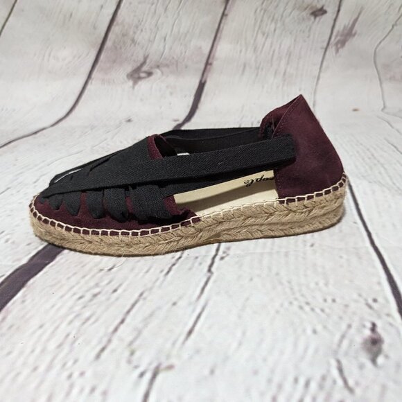 Free People SEVILLE Espadrilles Maroon Black Tan 37 NEW - Picture 4 of 11